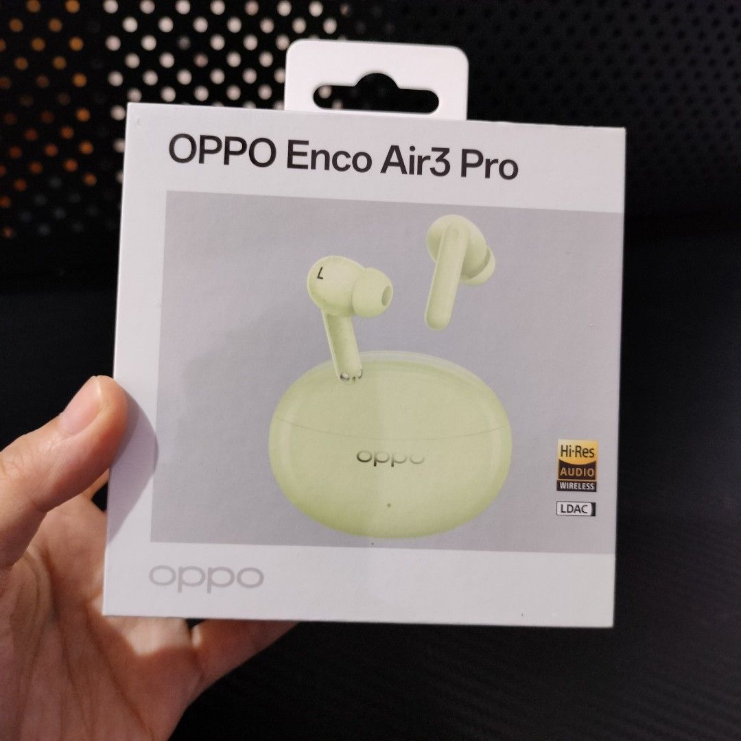 OPPO Enco Air3 Pro Earbuds (Category: Earphones) located in Calamba. Submitted by declutterbyadj (Listing ID 1435580484, Image 1). Description: Brand new OPPO Enco Air3 Pro earbuds. Sealed and unused. RFS: Got this as a freebie. Decluttering and need extra cash..