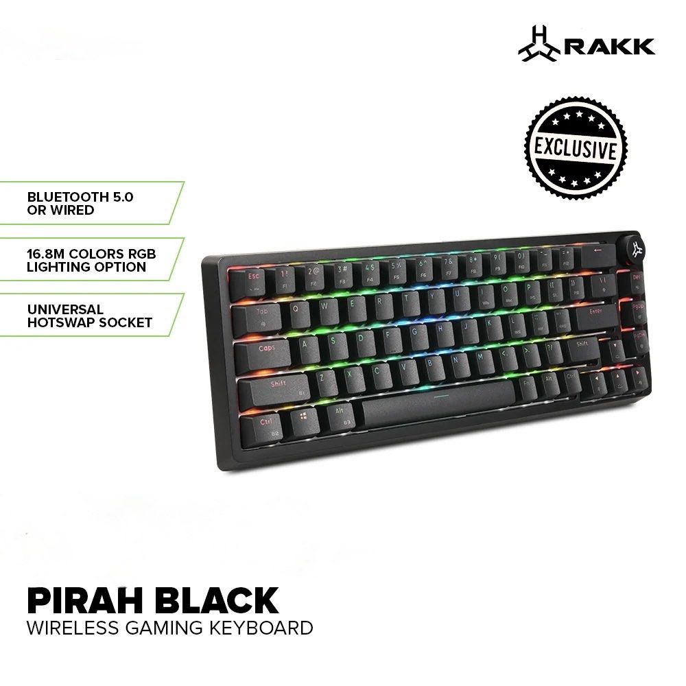 RAKK Pirah Black Wireless Gaming Keyboard (Category: Computer Keyboard) located in Taguig. Submitted by ric1998 (Listing ID 1435583039, Image 3). Description: 🚚 Free Delivery nearby around Taguig 📍Western Bicutan Taguig City rfs: Upgraded/need cash RAKK PIRAH Wireless Gaming Keyboard Barebone Black Hot swappable Socket 65% Layout and 5-PIN Mechanical Switch Bundles Product Specifications Wireless Black Brand: RAKK Model: Pirah Wireless Black Sp