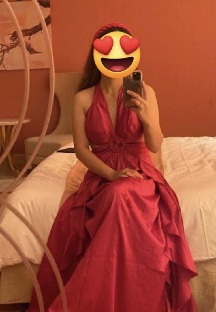 SHEIN Satin Ruffle Maxi Dress (Category: Dresses) located in Quezon City. Submitted by mmmae02 (Listing ID 1435708165, Image 2). Description: Used once Size: small.