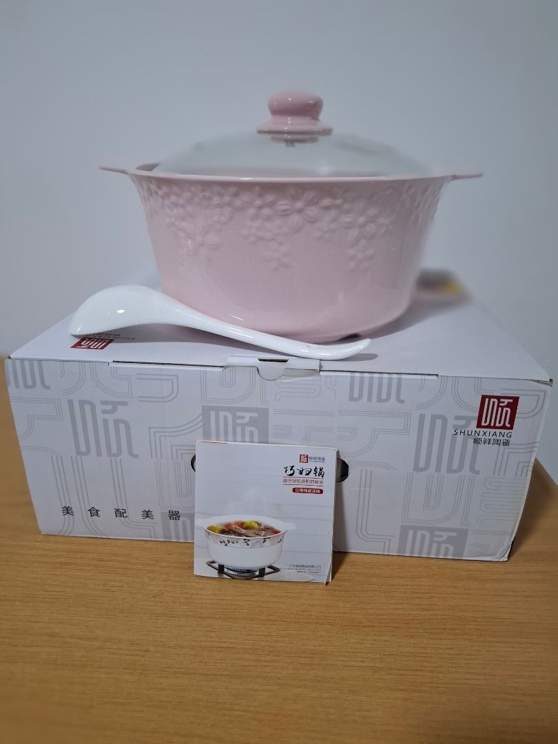Shunxiang Pink Ceramic Soup Pot with Lid