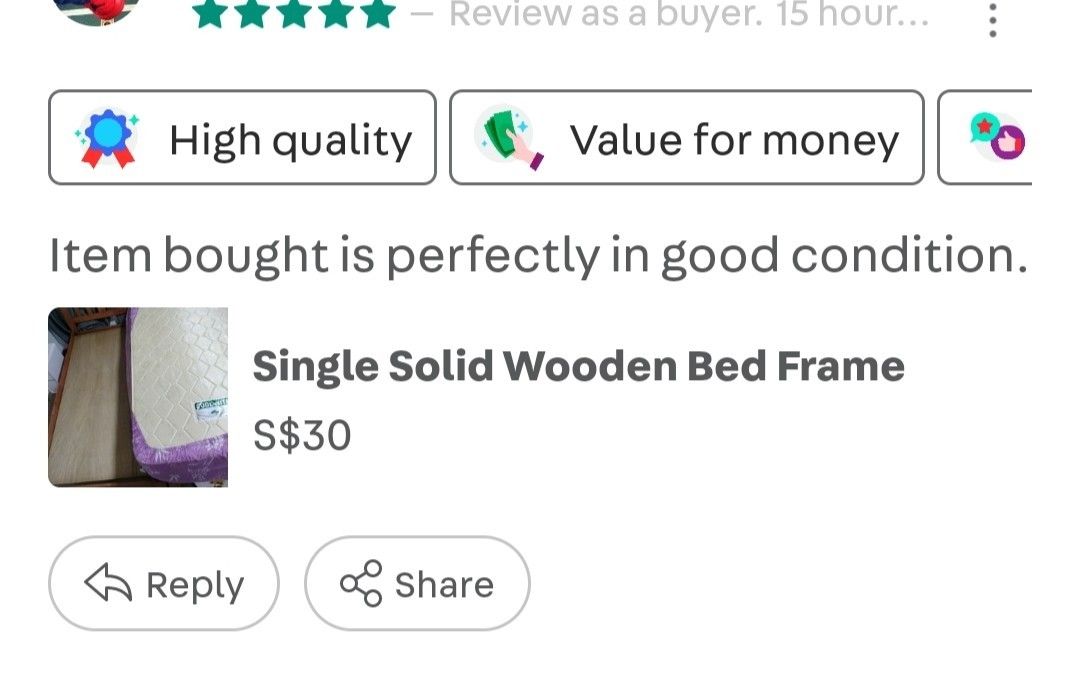 Single Solid Wooden Bed Frame - good condition442904680019404803
