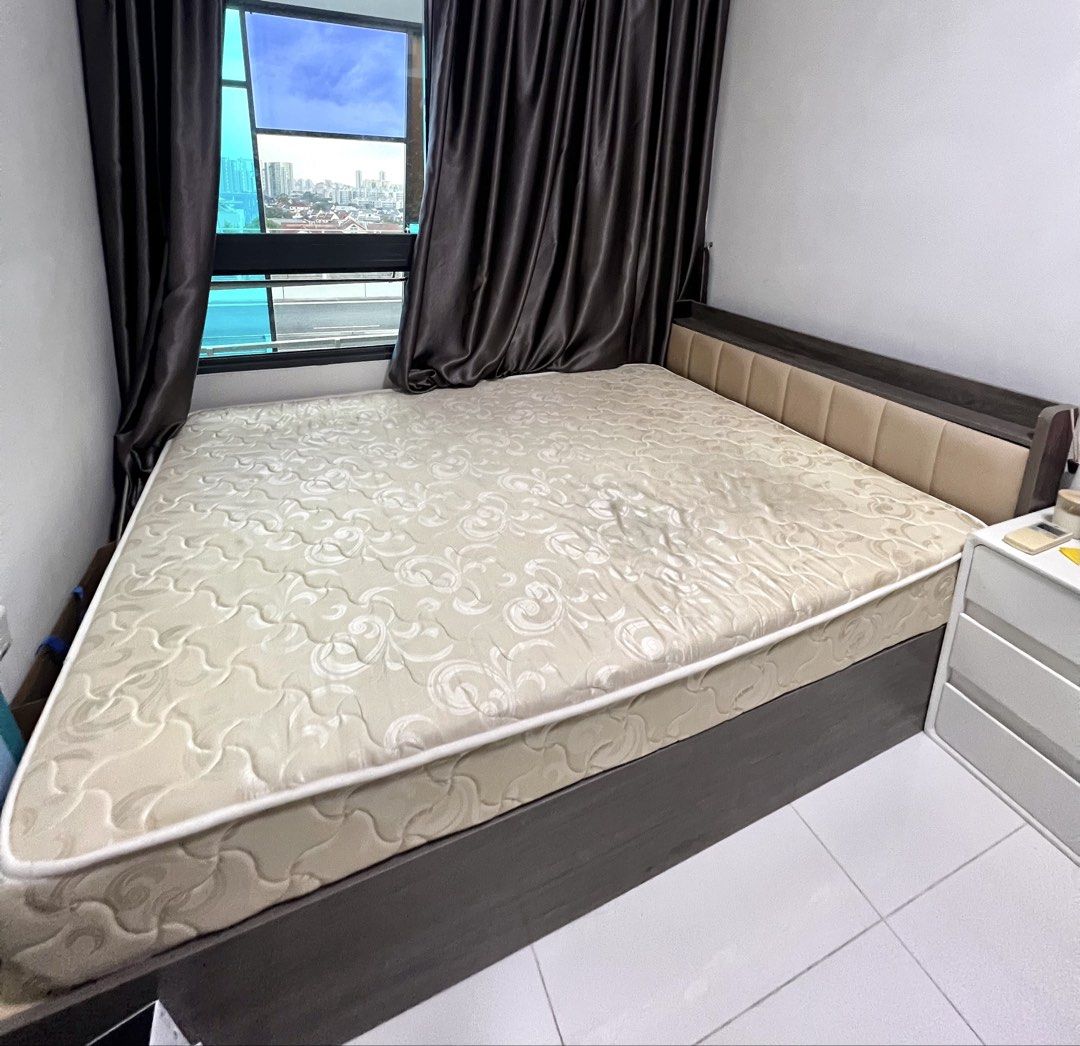 Solid Wood Bed Frame with Headboard