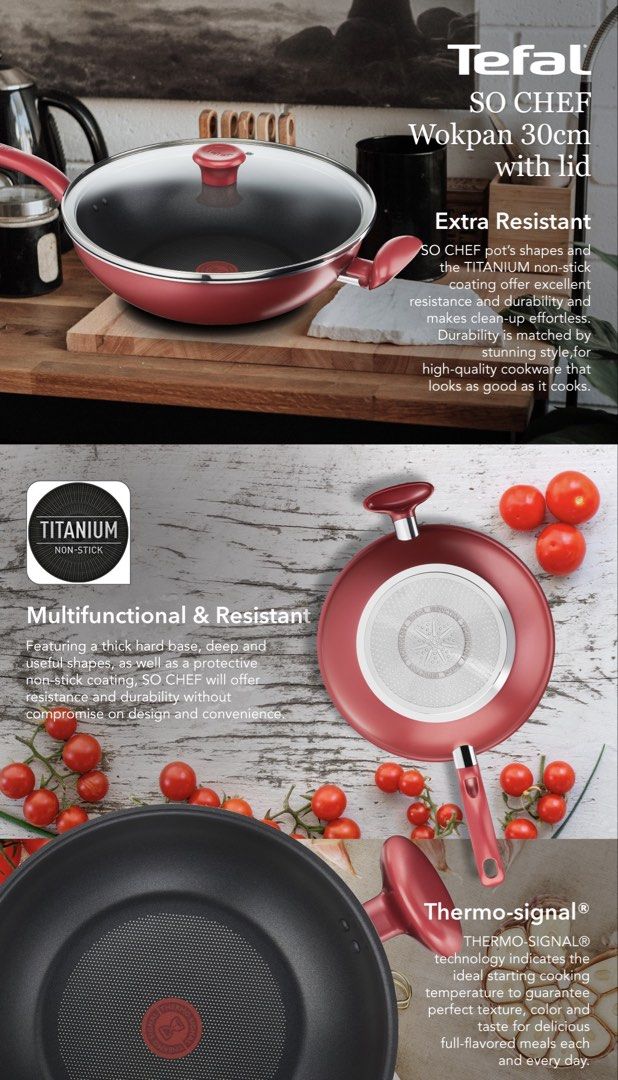 Tefal Non-Stick Wok Pan with Lid443062284442685446