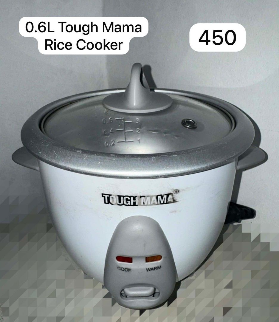 Tough Mama 0.6L Rice Cooker (Category: Cookers) located in Manila. Submitted by prettyfindsss (Listing ID 1435593914, Image 1). Description: Location: Sampaloc, Manila (Near UST) QUICK SPECS: Brand: Tough Mama Capacity: 0.6 Liters (Perfect for 1–3 people / students) Features: Cook & Warm functions, glass lid for easy monitoring. Condition: Fully functional and clean. 💳 PAYMENT POLICY: Payment First: Full payment required via GCash, Maya, or Bank