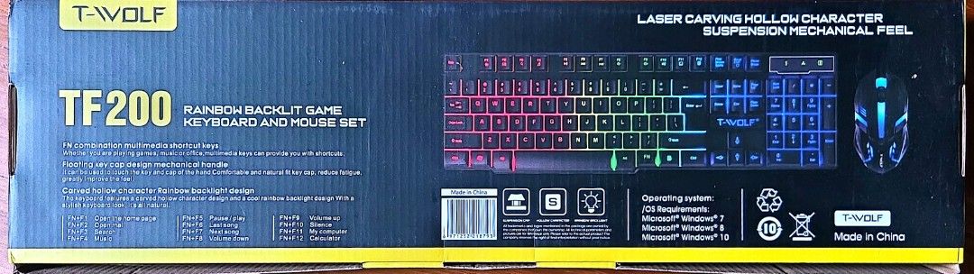 T-WOLF TF200 Rainbow Backlit Gaming Keyboard443106273663406081
