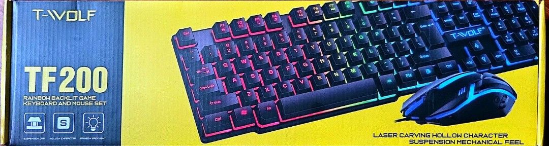 T-WOLF TF200 Rainbow Backlit Gaming Keyboard443106273663406080