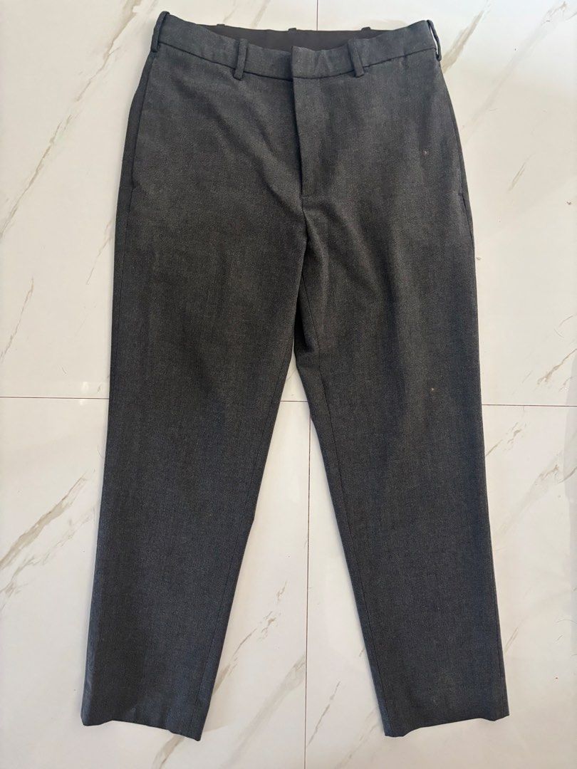 Uniqlo Gray Pants (Category: Other Bottoms) located in Baguio. Submitted by usedcondition (Listing ID 1435598151, Image 1). Description: - Uniqlo Gray Pants - Size: S - Waist: 68-76cm - Material: 67% Polyester, 29% Rayon, 4% Polyurethane - Cut: Straight - Length: Approximately 95cm - Features: Two front pockets, two back pockets.