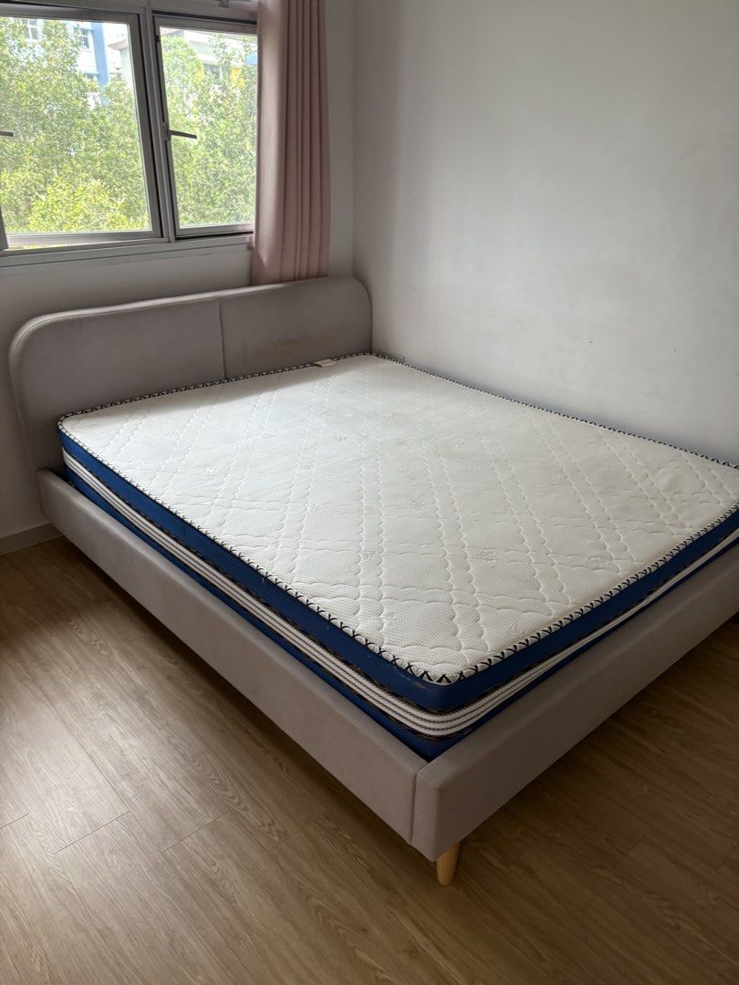 Upholstered Bed Headboard - Light Grey