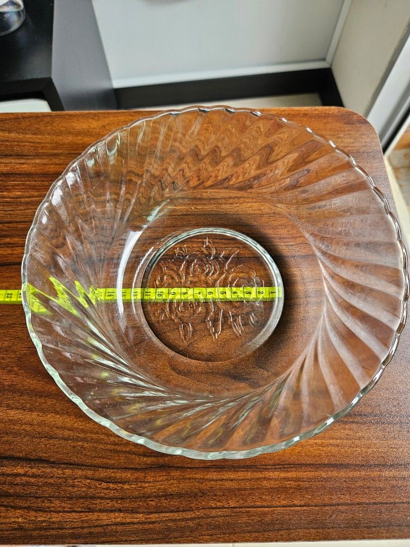 Vintage Clear Glass Bowl with Floral Design