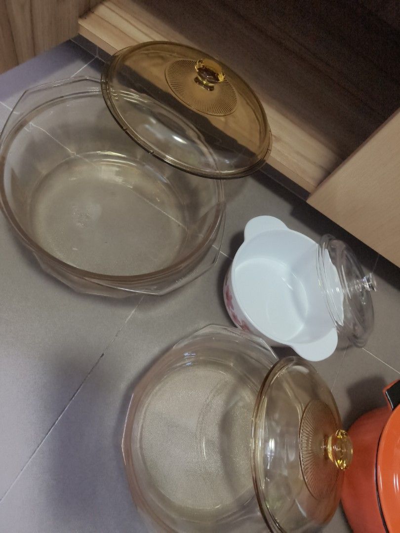 Vintage Glass Casserole Dishes with Lids