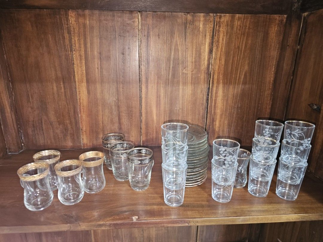 Vintage Glassware Set - Cups, Glasses, and Plates