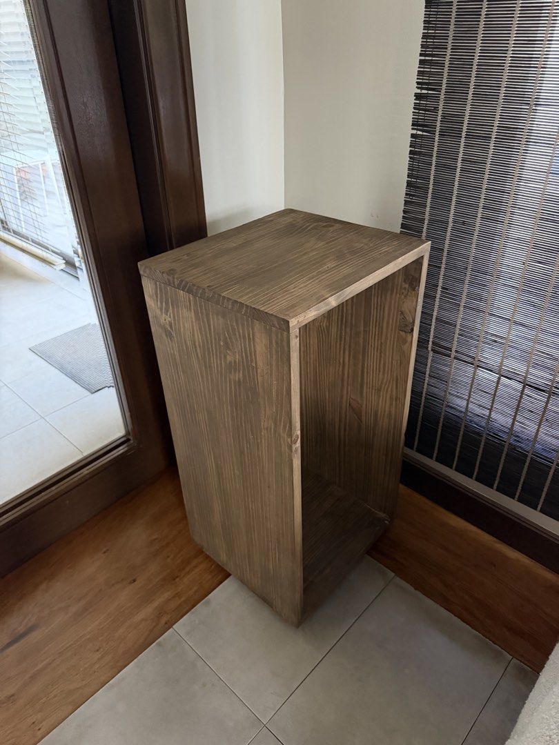 Walnut side table/ beside table 40x35x80cm (Category: Coffee & Tea Tableware) located in Makati City. Submitted by inezlebron (Listing ID 1435683127, Image 1). Description: I have 2 of this item, price is for 1. Flexible table which you can rotate it standing or laying down as seen in photo.