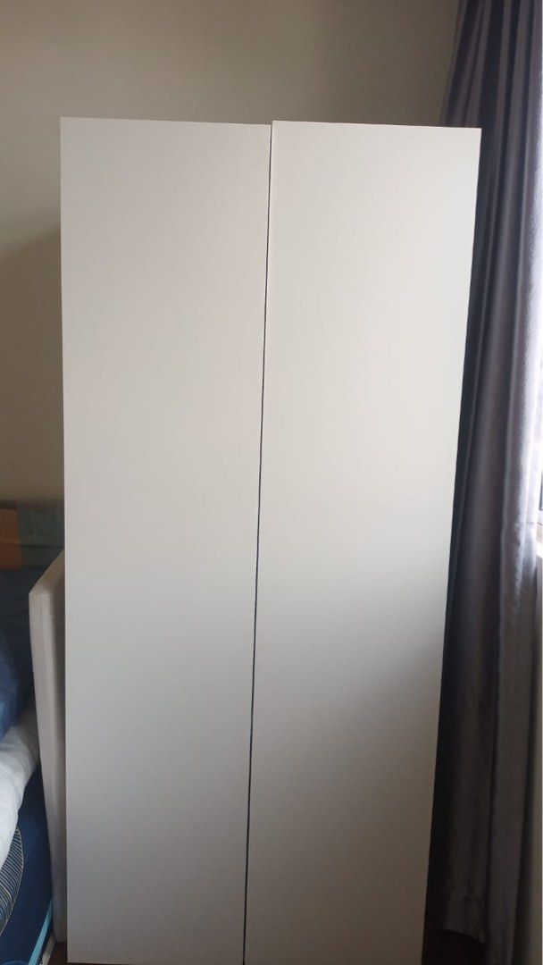White Wardrobe with Shelves and Baskets