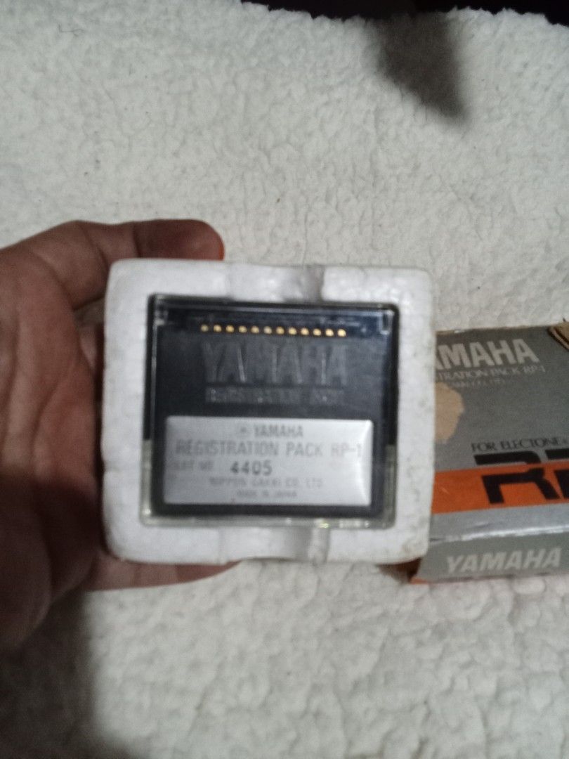 Yamaha Registration Pack RP-1 (Category: Musical Instruments) located in Bocaue. Submitted by marajapansurplus (Listing ID 1435616480, Image 1). Description: - Yamaha Electone RP-1 Registration Pack - Includes registration pack and original box - Box shows some wear and tear - Made in Japan - Lot No. 4405.