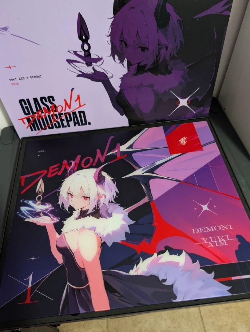 Yuki Aim x Demon1 Glass Mousepad (Category: Mouse & Mousepads) located in Manila. Submitted by makyy.flips (Listing ID 1435710775, Image 1). Description: Yuki Aim Demon1 Collab Glass Mousepad Size: (490x420x2.8mm) Ultra Smooth Heat treated glass Rounded Edges Has anti-slip silicone edge Bought online from Datablitz RFS: Need money for my tuition Location: Tondo Manila.
