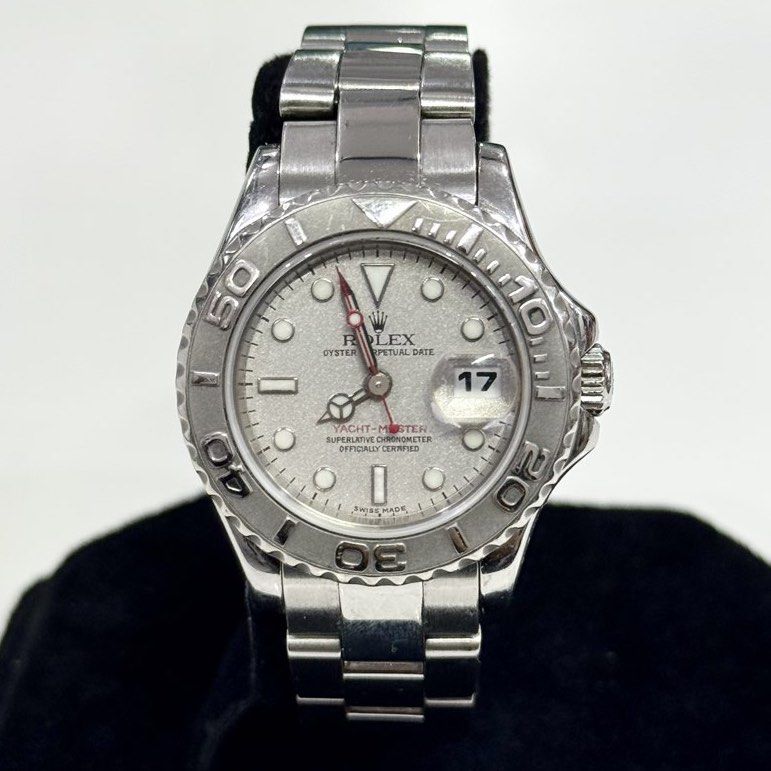 2004 Rolex Yachtmaster 29 Platinum (Category: Luxury Watches) located in Manila. Submitted by reinjsph (Listing ID 1439015186, Image 1). Description: - Authentic Rolex Yachtmaster 29 Platinum watch - Silver dial with date display - Includes verification paper - Authenticity confirmed by Manila Watch Atelier - Year: 2004 - Stainless steel bracelet with folding clasp.