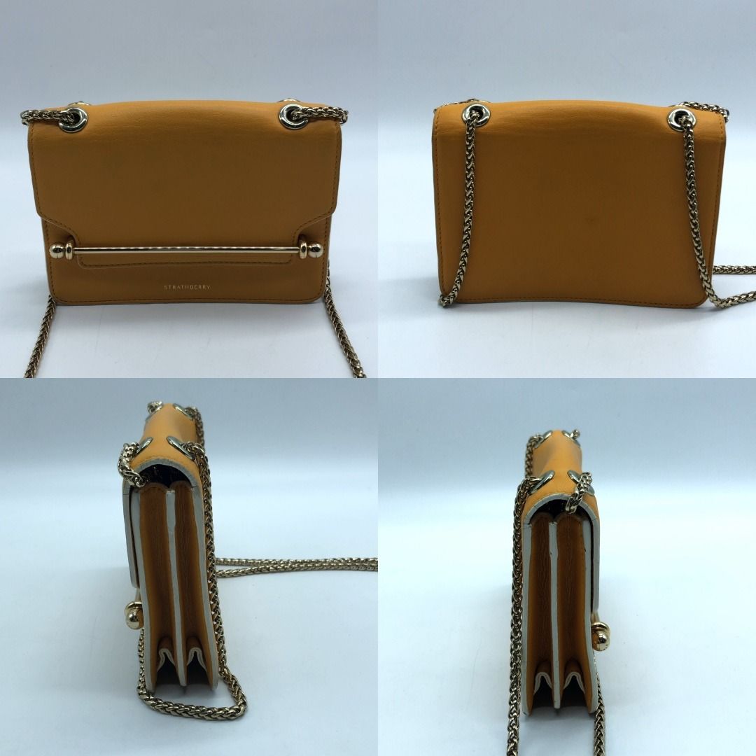 267004245 SRATHBERRY BAG BAG YELLOW (Category: Luxury Bags & Wallets) located in Taguig. Submitted by ecoring.ph (Listing ID 1438899151, Image 2). Description: ◆CONDITION: B- ◆DESCRIPTIONS: (Other defects/info:) OUTER: The body of the bag is scratched, scuffed, has press marks, is wrinkled, has minimal stains and dirt, and shows signs of use. The rubber lining of the bag is scratched, scuffed, stained, dirty, cracked, chipped, has press marks, an