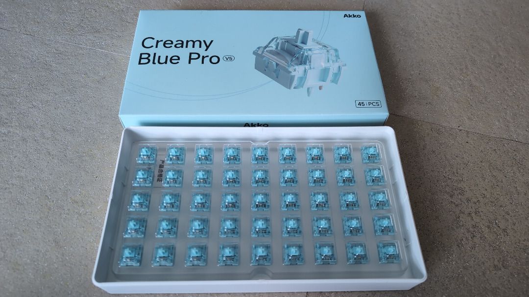 Akko Creamy Blue Pro V3 Switches (Category: Computer Keyboard) located in Baliuag. Submitted by silverowl_276a42 (Listing ID 1438973248, Image 2). Description: - Tactile - Two boxes of Akko Creamy Blue Pro V3 switches - 45 switches per box - Light blue color - Brand new.
