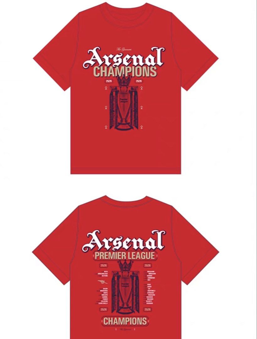 Arsenal Champions 25/26 Official T-Shirt, Toys & Collectibles, Fan ...