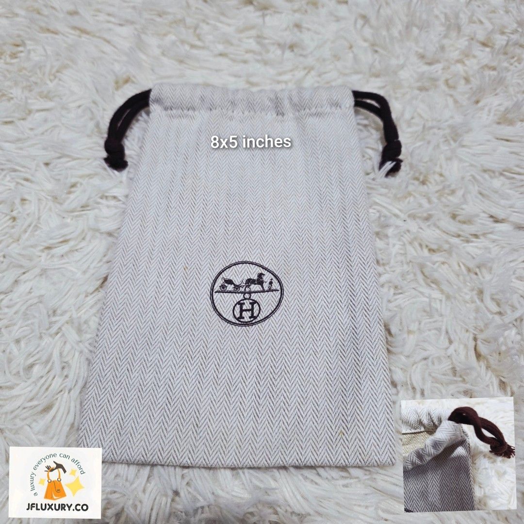 Authentic Hermes Bag strap dust bag 8x5 inches (Category: Luxury Bags & Wallets) located in Manila. Submitted by jfluxury.co (Listing ID 1438964634, Image 1). Description: excellent condition like new no flaws bought in Japan 🇯🇵 💯% Authentic. 😊 Money back guarantee. 😊 Clean and ready to use na.