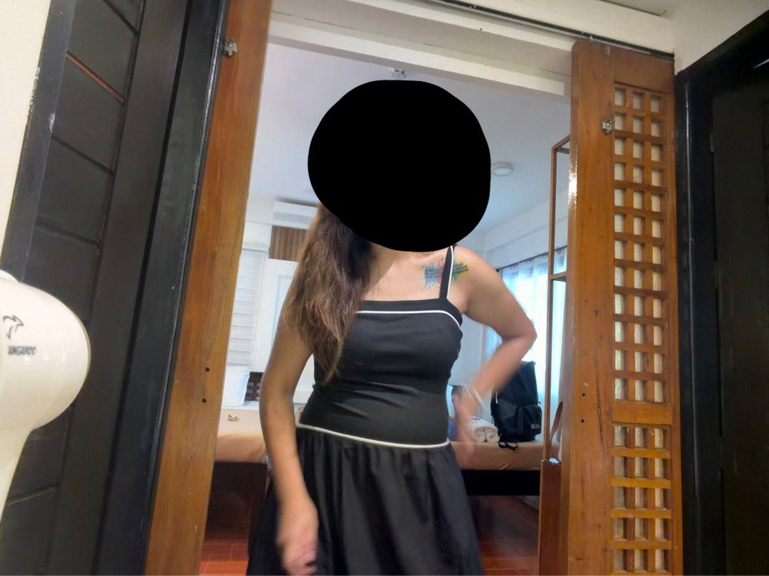 Black Maxi Dress with White Trim (Category: Dresses) located in Pasay City. Submitted by sandybuggy (Listing ID 1438966145, Image 3). Description: - Black maxi dress - Square neckline - Thin straps with white trim - Flowing skirt - Flattering silhouette - Suitable for casual and special occasions.