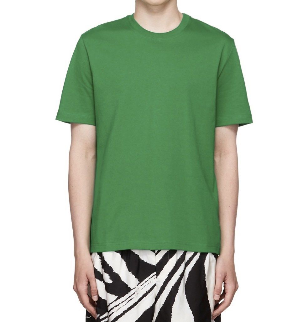 Bottega Veneta Green Cotton Tee (Category: Tshirts & Polo Shirts ) located in Taguig. Submitted by mariow (Listing ID 1438977020, Image 1). Description: Thrifted, source unknown 22 in x 27 in Neck tag and wash tags present - Green Bottega Veneta Cotton T-shirt. - Features a crew neck and short sleeves. - Necktag present - Subtle embroidered logo on the back..