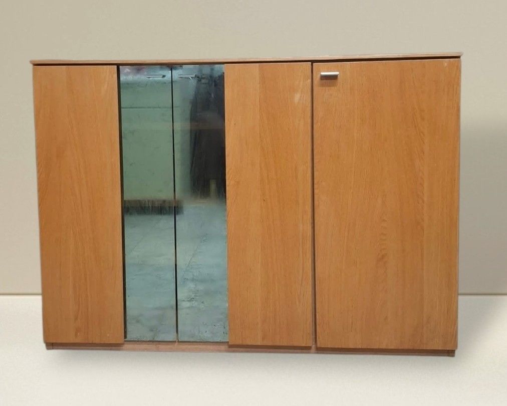 Buffet Sideboard Shoe Storage Cabinet Credenza (Category: Shelves, Cabinets & Racks) located in Quezon City. Submitted by dannikkishoppe2 (Listing ID 1438971777, Image 1). Description: Buffet Sideboard Shoe Storage Cabinet Credenza‼️₱7800‼️ *solid wood, compressed wood materials *good condition Please manage your expectations as there might be minimal flaws. Color may vary due to lighting, it may appear darker or lighter in person. Check photos f