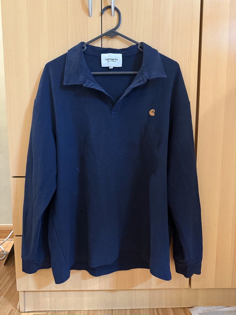 Carhartt Work In Progress Long Sleeve Polo Shirt (Category: Tshirts & Polo Shirts ) located in Quezon City. Submitted by jessyda (Listing ID 1439013732, Image 2). Description: - Carhartt Work In Progress long sleeve polo shirt - Color: Navy Blue - Size: XL - Embroidered Carhartt logo on chest - Collared neckline - Ribbed cuffs - Comfortable fabric - Perfect for casual wear RFS: Decluttering.