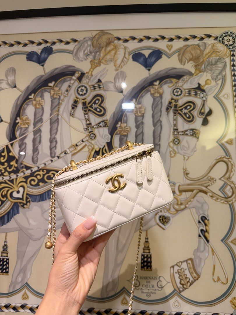 Chanel Double Adjustable Vanity Bag (Category: Luxury Bags & Wallets) located in Quezon City. Submitted by luxury.shop_ph (Listing ID 1439034609, Image 1). Description: Complete with dustbag, box, paperbag and original receipt ✨ Films all intact You can adjust the strap at ANY length..