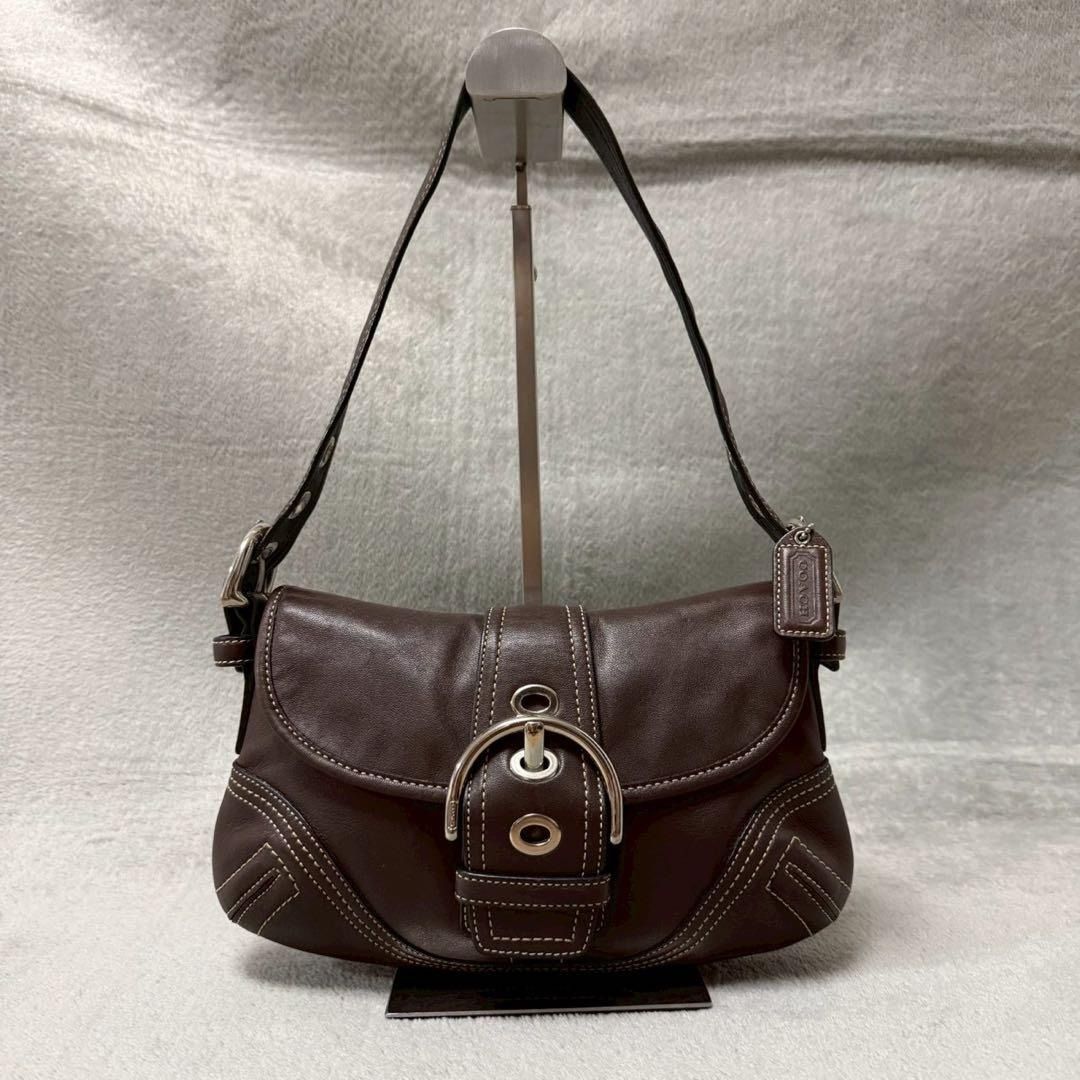 COACH Soho Leather One Shoulder Bag Dark Brown Y2K Vintage