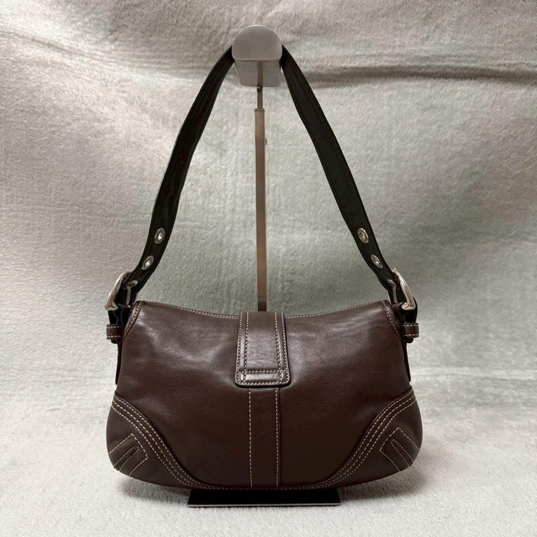 COACH Soho Leather One Shoulder Bag Dark Brown Y2K Vintage