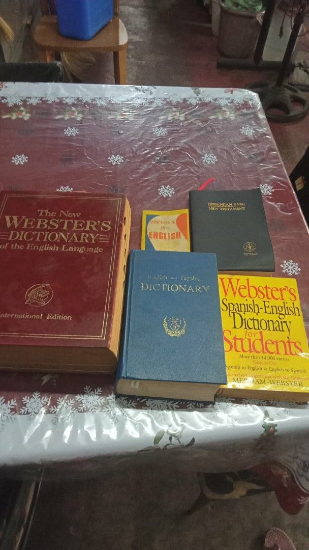 Dictionary Set - English, Spanish, Tagalog (Category: Textbooks) located in Quezon City. Submitted by madelrivera (Listing ID 1438939202, Image 1). Description: - Comprehensive language learning set. - Includes:THE WEBSTER DICTIONARY INTERNATIONAL EDITION WITH ENGLISH TAGALOG DICTIONARY AND SPANISH ENGLISH DICTIONARY FREEBIES OF INDONESIAN NEW TESTAMENT AND SMALL HAND CARRY BASIC ENGLISH SPEAKING BOOK FOR SALE FOR ONLY 1K TAKE ALL LOCATION CARLOS