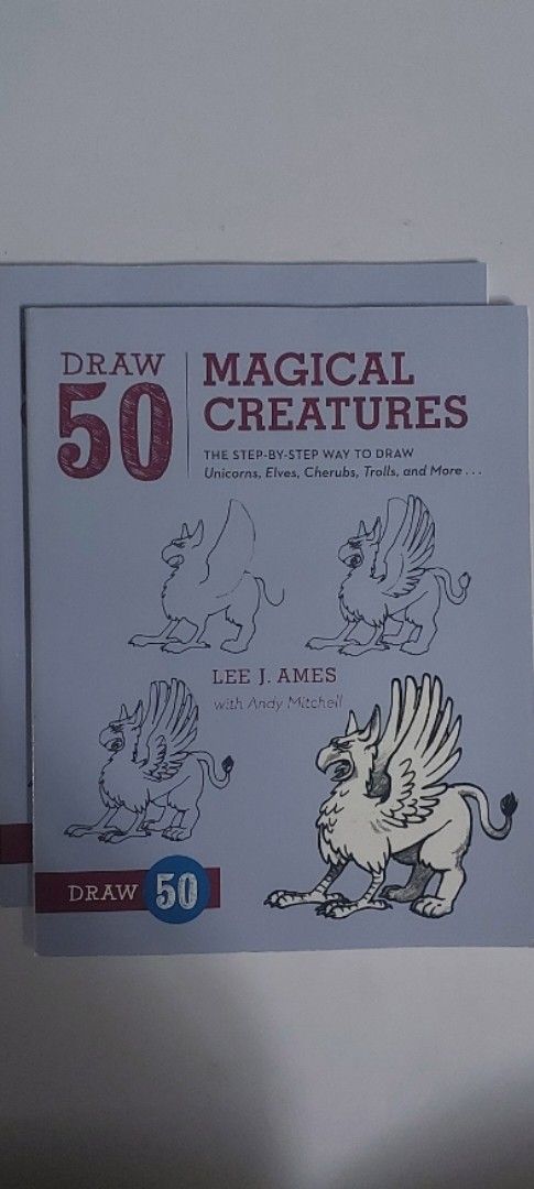 Draw 50 Books by Lee J. Ames (Category: Children's Books) located in Manila. Submitted by lueeariann47733 (Listing ID 1438927674, Image 1). Description: Collection of Draw 50 books by Lee J. Ames. Includes "Draw 50 Magical Creatures", "Draw 50 Baby Animals", "Draw 50 Beasties", and "Draw the Draw 50 Way". Each book features step-by-step instructions for drawing various subjects. Perfect for aspiring artists or those looking to improve their drawi