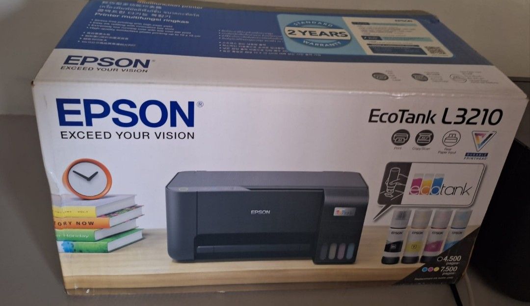 Epson EcoTank L3210 Printer (Category: Printers, Scanners & Copiers) located in Makati City. Submitted by urplugph (Listing ID 1439047872, Image 2). Description: Epson ecotank L3210 for sale only used it twice with reciept rfs not needed just trying to clear up. can do Meetup or delivery with .