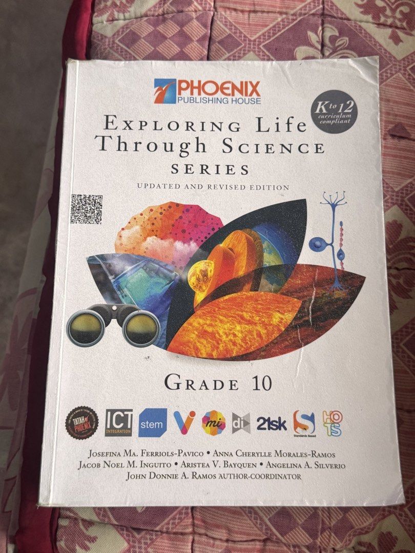 Exploring Life Through Science Series Grade 10 (Category: Textbooks) located in Obando. Submitted by pepperooshop (Listing ID 1438905992, Image 1). Description: - Grade 10 Science Textbook - Exploring Life Through Science Series - Updated and Revised Edition - Compliant with K to 12 Curriculum - Published by Phoenix Publishing House - Covers various science topics - Suitable for Grade 10 students - preloved book with minimal highlights and writin