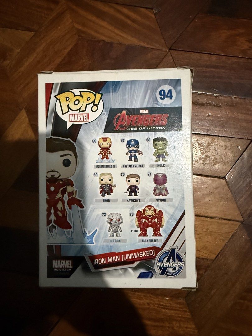 Funko Pop! Marvel Iron Man (Unmasked) #94 (Category: Designer & Blind Box Toys) located in Makati City. Submitted by clutterfreejia (Listing ID 1438883738, Image 3). Description: - Funko Pop! Marvel Iron Man (Unmasked) #94 - Collectible figure Rfs: decluttering.