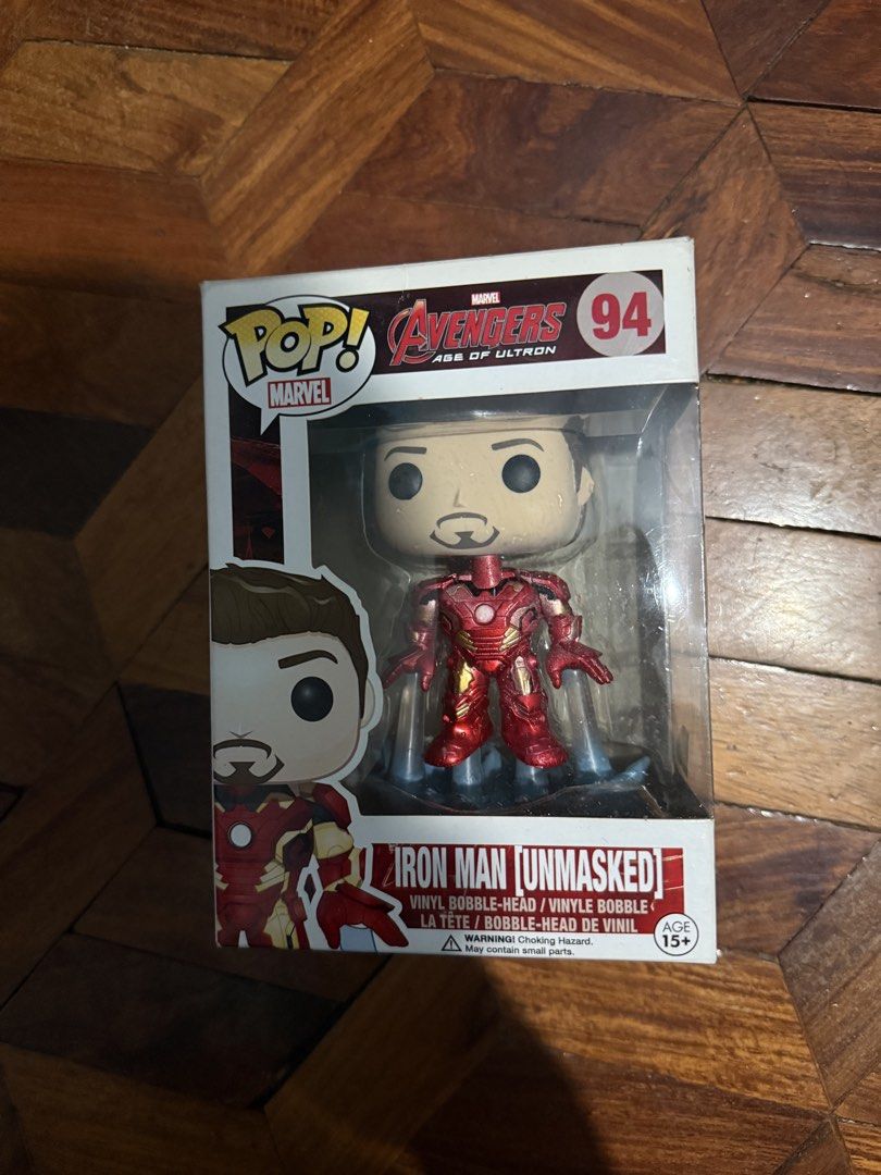 Funko Pop! Marvel Iron Man (Unmasked) #94 (Category: Designer & Blind Box Toys) located in Makati City. Submitted by clutterfreejia (Listing ID 1438883738, Image 1). Description: - Funko Pop! Marvel Iron Man (Unmasked) #94 - Collectible figure Rfs: decluttering.