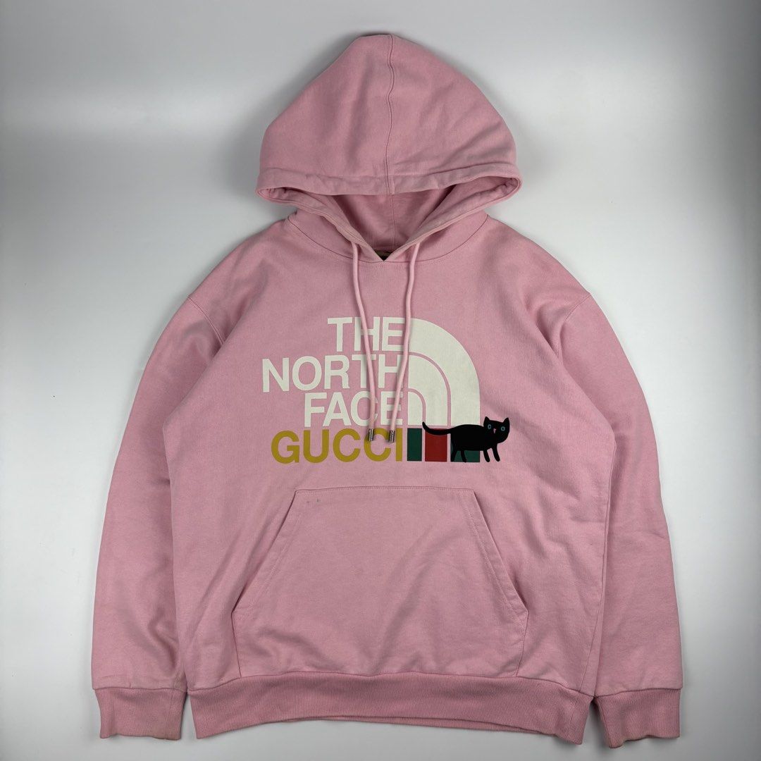 Gucci - The North Face - Hoodie Jacket (Category: Luxury Apparel) located in Bacolod City. Submitted by cast.archives (Listing ID 1438914859, Image 1). Description: Gucci - The North Face - Hoodie Jacket Size: Xs fits Medium Condition: Good Flaw: Dirt (need wash) Width: 24" Length: 26".