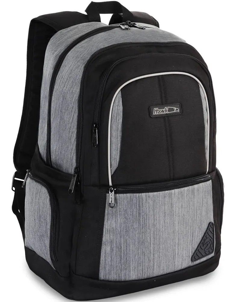 Hawk Backpack - Black and Gray (Category: Backpacks) located in Manila. Submitted by downtown_finds (Listing ID 1439011370, Image 2). Description: Hawk backpack in black and gray with Virupro antimicrobial coating. Features multiple compartments, padded straps, and a top handle. Stylish design with logo..