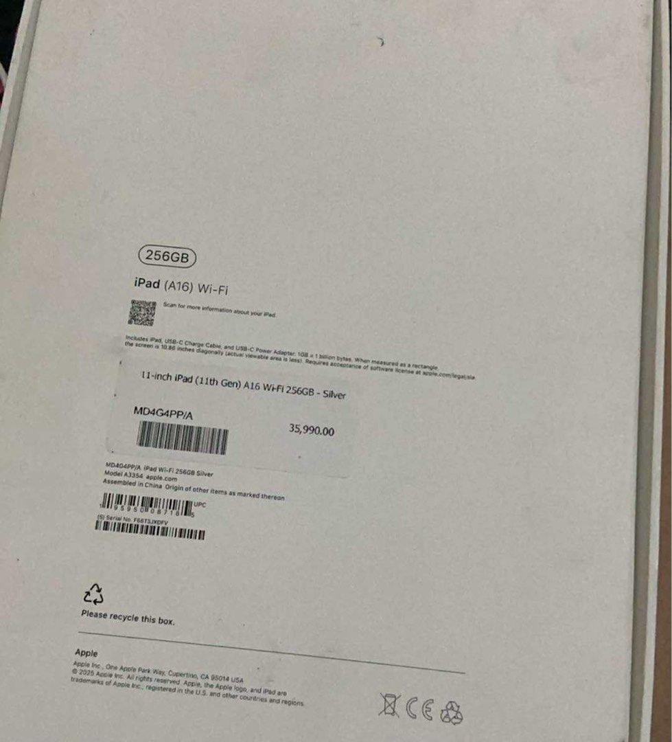 iPad A16 (2025) 256gb (Category: iPad) located in Maragusan (San Mariano). Submitted by prelovedcutie22 (Listing ID 1439010357, Image 2). Description: iPad A16 (2025) 256gb *BOUGHT IT FOR ₱35,990 *NO ISSUE AT ALL *WIFI USE *SUPER KINIS *NEGOTIABLE 🫶🏻 *OPEN FOR SWAPPING RFS: UPGRADE Message me directly on FB if sure buyer. (Shy Florentino |black top&blonde curly hair).
