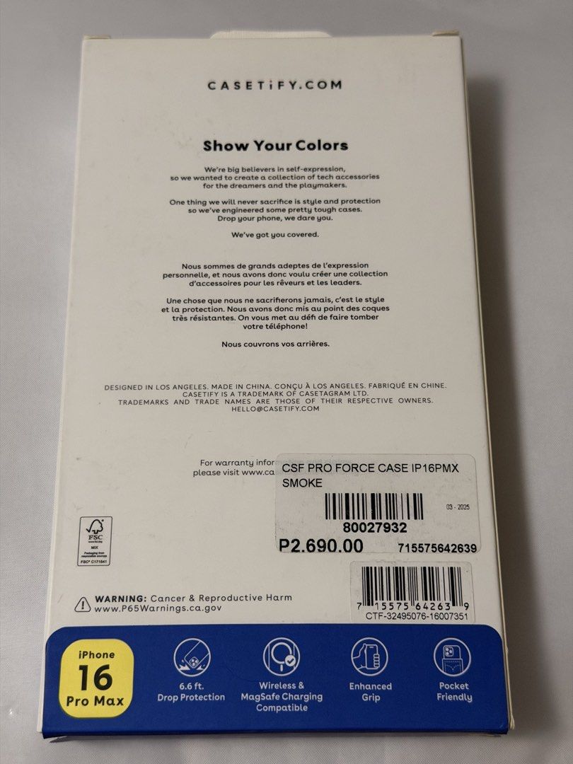Iphone 16 Pro Max Case and Screen Protector (Category: Cases & Sleeves) located in Batangas. Submitted by jara_dimayacyac (Listing ID 1438983914, Image 2). Description: Iphone 16 Pro Max: - Casetify Force Case - SOLD - BodyGuardz Screen Protector - AVAILABLE - Both brand new - Both authentic - Never been opened - In good condition - Still negotiable - RFS: Upgrade.