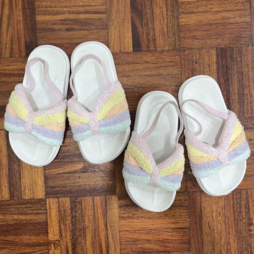 Joe Fresh Pastel Rainbow Sandals (Category: Babies & Kids Fashion) located in Quezon City. Submitted by selling.thingzzz (Listing ID 1439035436, Image 2). Description: - Pastel rainbow bow detail - White base - Slingback strap - Adds a pop of color - Comfortable and stylish.