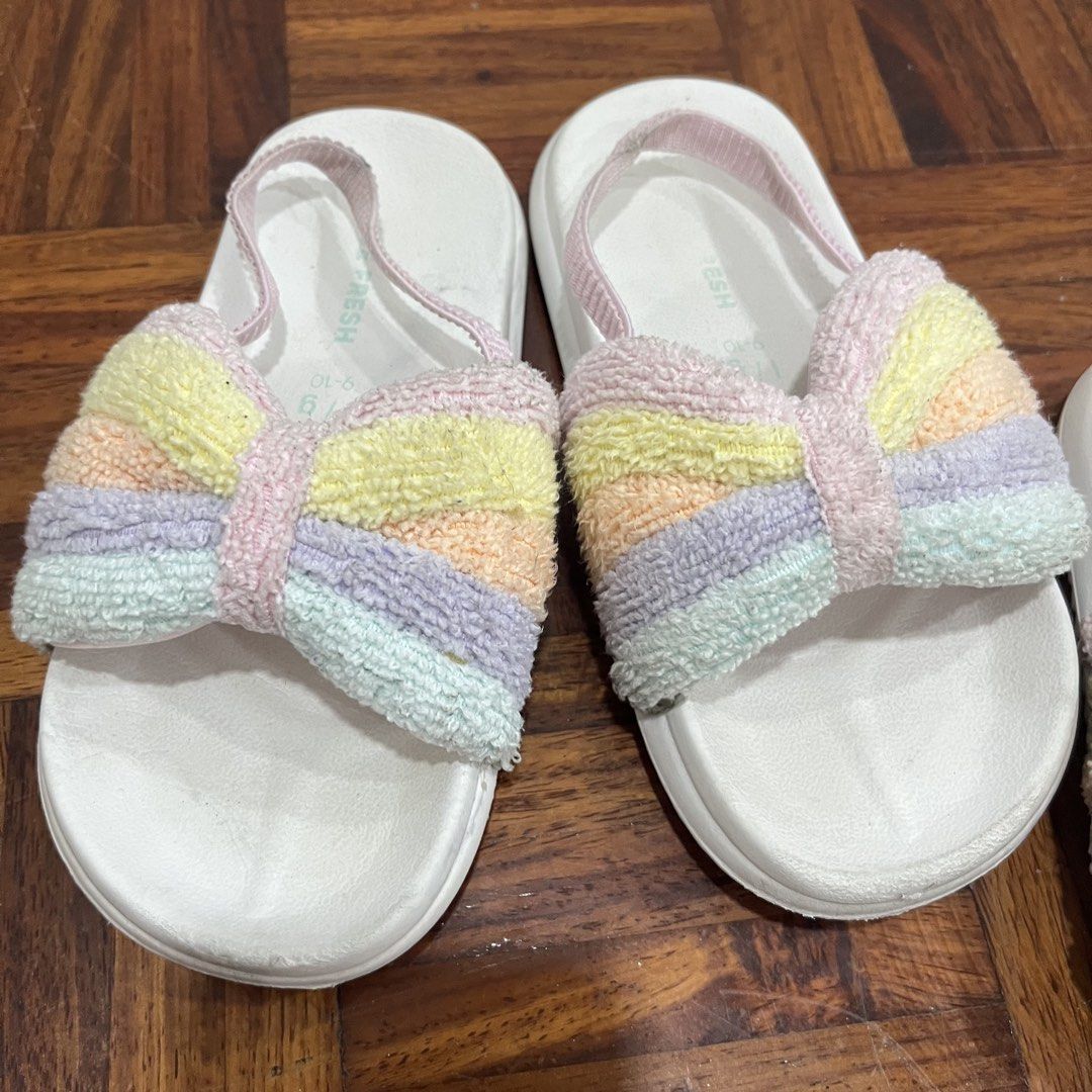 Joe Fresh Pastel Rainbow Sandals (Category: Babies & Kids Fashion) located in Quezon City. Submitted by selling.thingzzz (Listing ID 1439035436, Image 3). Description: - Pastel rainbow bow detail - White base - Slingback strap - Adds a pop of color - Comfortable and stylish.