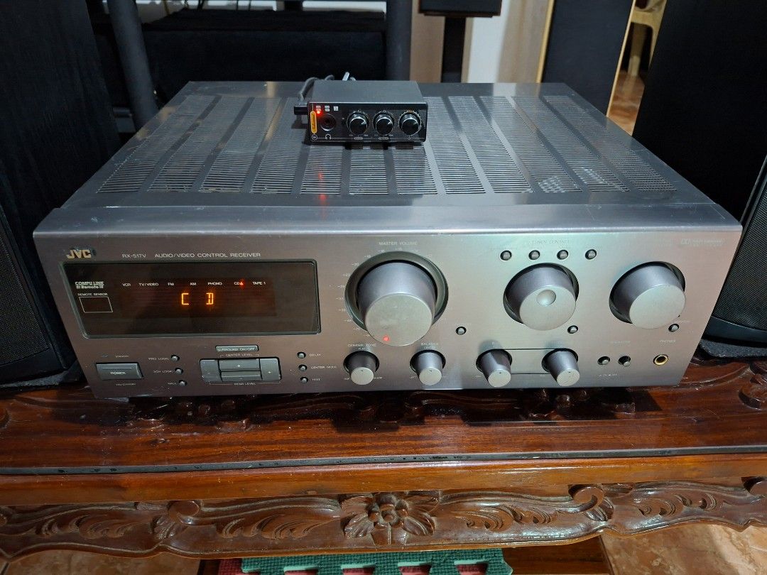 JVC RX-517V Audio/Video Receiver (Category: Soundbars, Speakers & Amplifiers) located in Bulacan. Submitted by sweet_spot09 (Listing ID 1438883979, Image 2). Description: - JVC RX-517V Audio/Video Receiver - 5.1 Channel Surround Sound - Dolby Pro Logic - Multiple Input and Output Ports - 80w per ch. into 8 ohms) - Phono, RCA Inputs, Headphone Jack - FM/AM Tuner - 120v, 60hz. .
