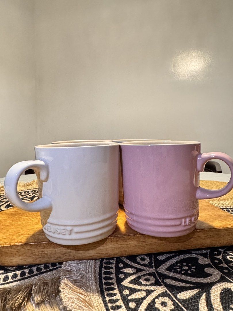 Le Creuset Mugs (Category: Coffee & Tea Tableware) located in Manila. Submitted by outofcloset2023 (Listing ID 1438922093, Image 3). Description: - Set of Le Creuset mugs - Colors: Pink and White - Made of ceramic - Features the Le Creuset logo - Includes a handle - Perfect for hot beverages - A great addition to your kitchen - 2000 for 4 pcs and 3000 for 6pcs - no box .