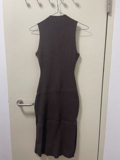 love bonito brown dress Love Bonito Taupe Brown V-Neck A-Line Dress