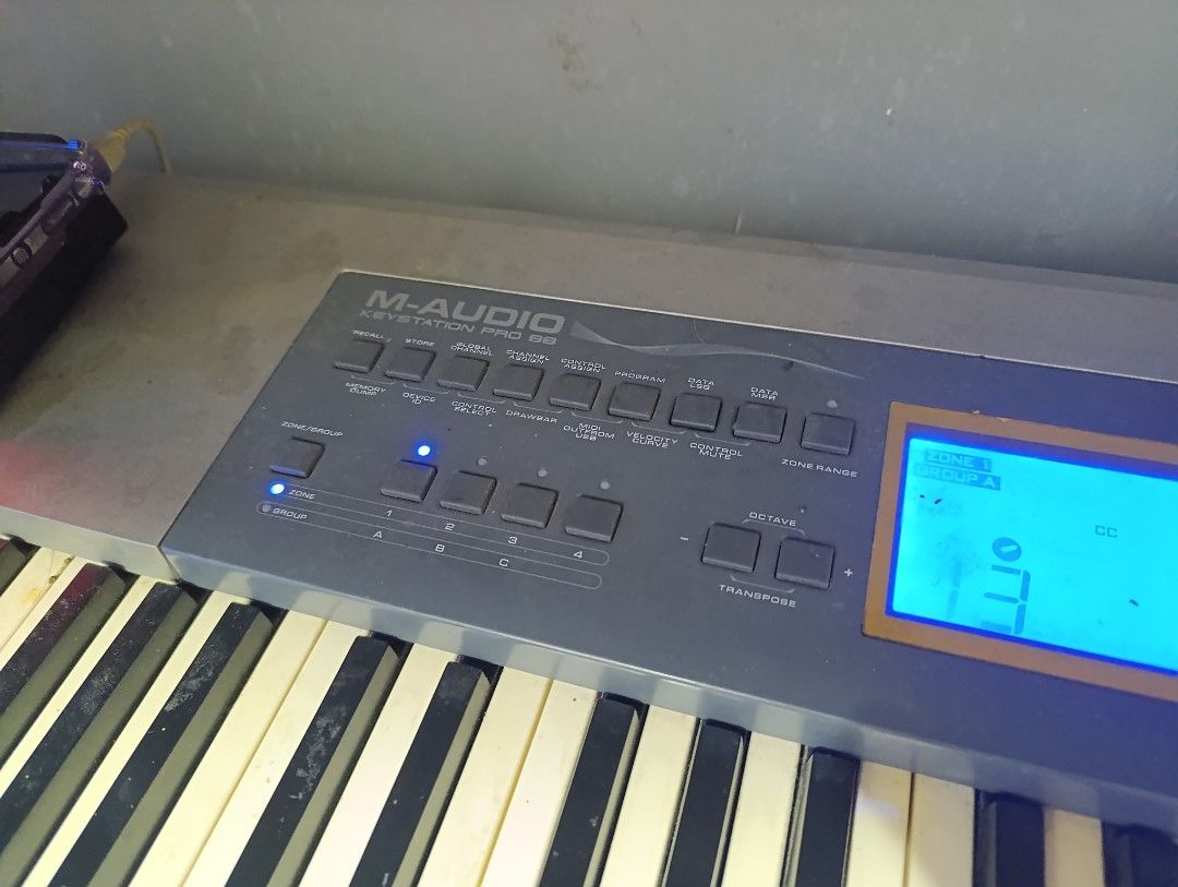 M-Audio Keystation Pro 88 MIDI Controller (Category: Musical Instruments) located in Muntinlupa City. Submitted by seanramos643 (Listing ID 1439064876, Image 3). Description: For Sale or Swap Available for swapping to other items -88 Keys Midi Keyboard -24 Assignable Knobs -22 Assignable Buttons -9 Assignable 60mm Faders -Pitch Bend -Modulation wheel -Midi in and out -USB Midi Controller Inputs -Foot switch -Sustain -Expression Pedal No Issues al