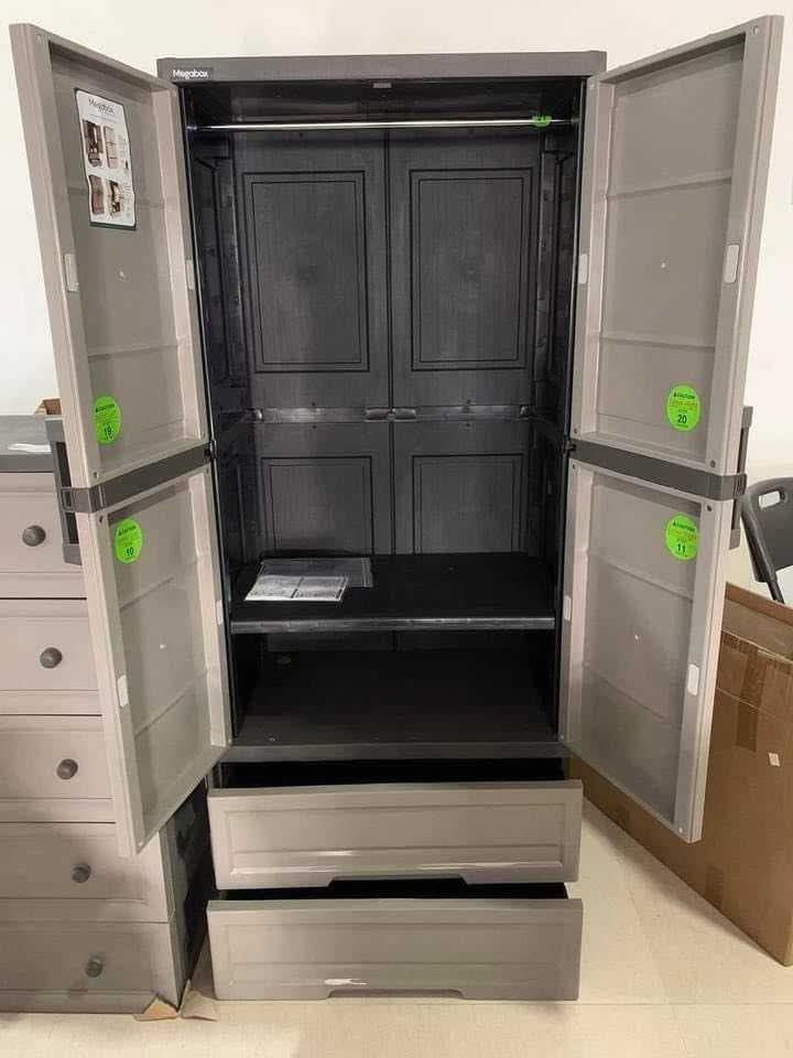 Megabox Storage Cabinet - Various Sizes and Colors (Category: Shelves, Cabinets & Racks) located in Manila. Submitted by shairatorres (Listing ID 1439067213, Image 3). Description: Durable Megabox storage cabinets available in various sizes and colors. Features multiple drawers for organized storage. Some units include hanging rods and shelves. Ideal for bedrooms, living rooms, or any space needing extra storage. Available in white, gray, and oth