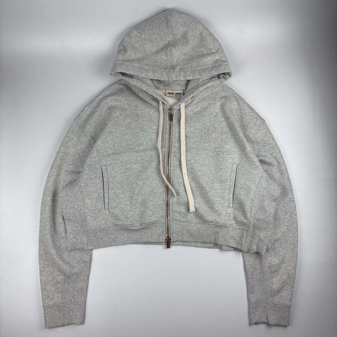 Miu Miu Oversized Crop Hoodie Jacket (Category: Coats, Jackets and Outerwear) located in Bacolod City. Submitted by cast.archives (Listing ID 1438914463, Image 1). Description: Miu Miu Oversized Crop Hoodie Jacket Size: 38 Condition: Excellent Flaw: Need wash Width: 24" Length: 21".