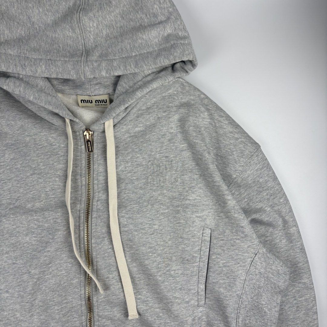 Miu Miu Oversized Crop Hoodie Jacket (Category: Coats, Jackets and Outerwear) located in Bacolod City. Submitted by cast.archives (Listing ID 1438914463, Image 2). Description: Miu Miu Oversized Crop Hoodie Jacket Size: 38 Condition: Excellent Flaw: Need wash Width: 24" Length: 21".